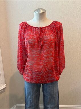 Olivia Moon Red and Gray Relaxed Blouse